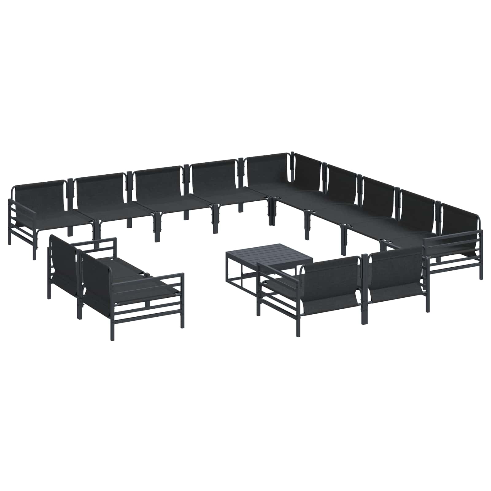 vidaXL Zestaw Sof na Ogród z poduszką 14 pcs Czarny Stal