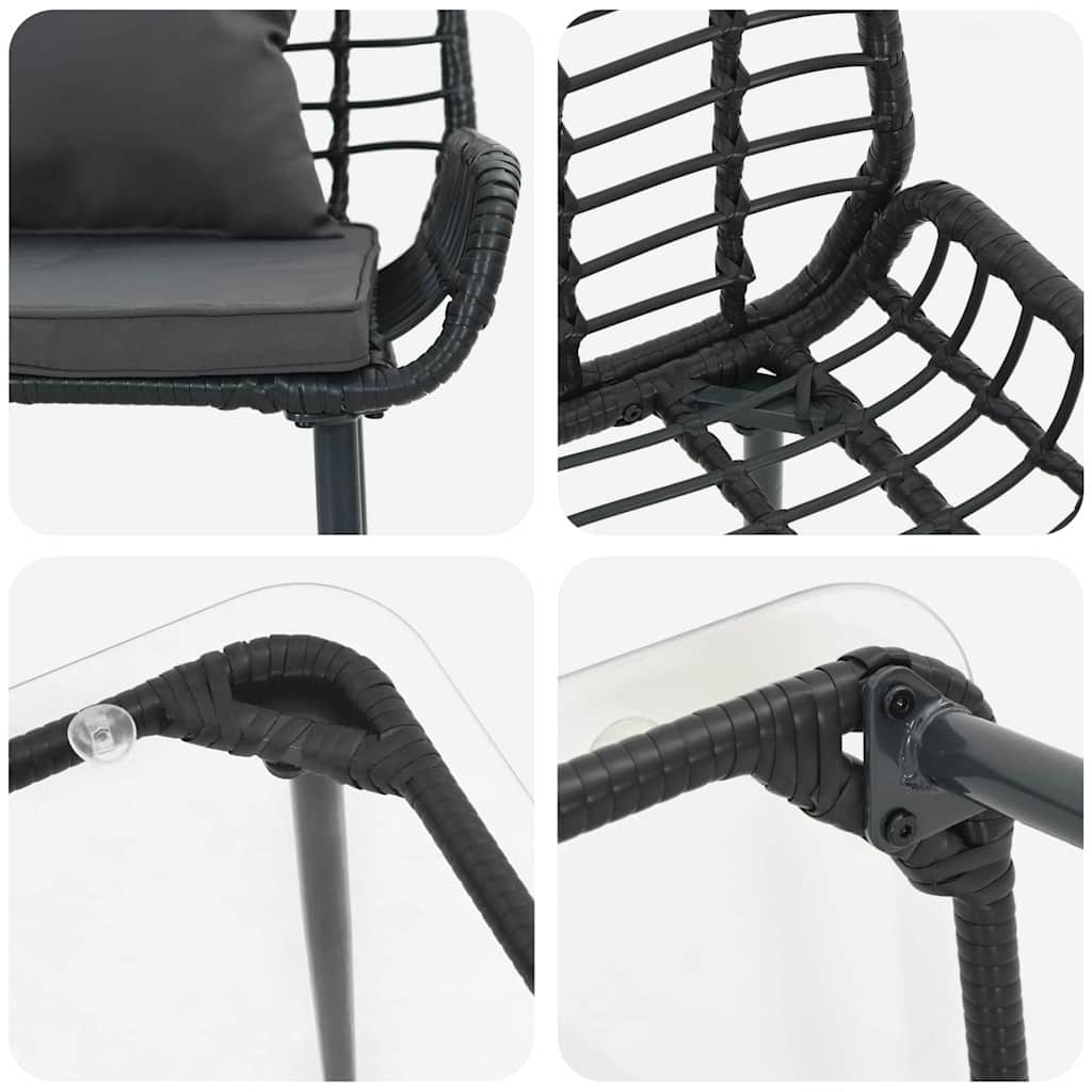 vidaXL Zestaw mebli ogrodowych 4 pcs Czarny i kremowy polirattan