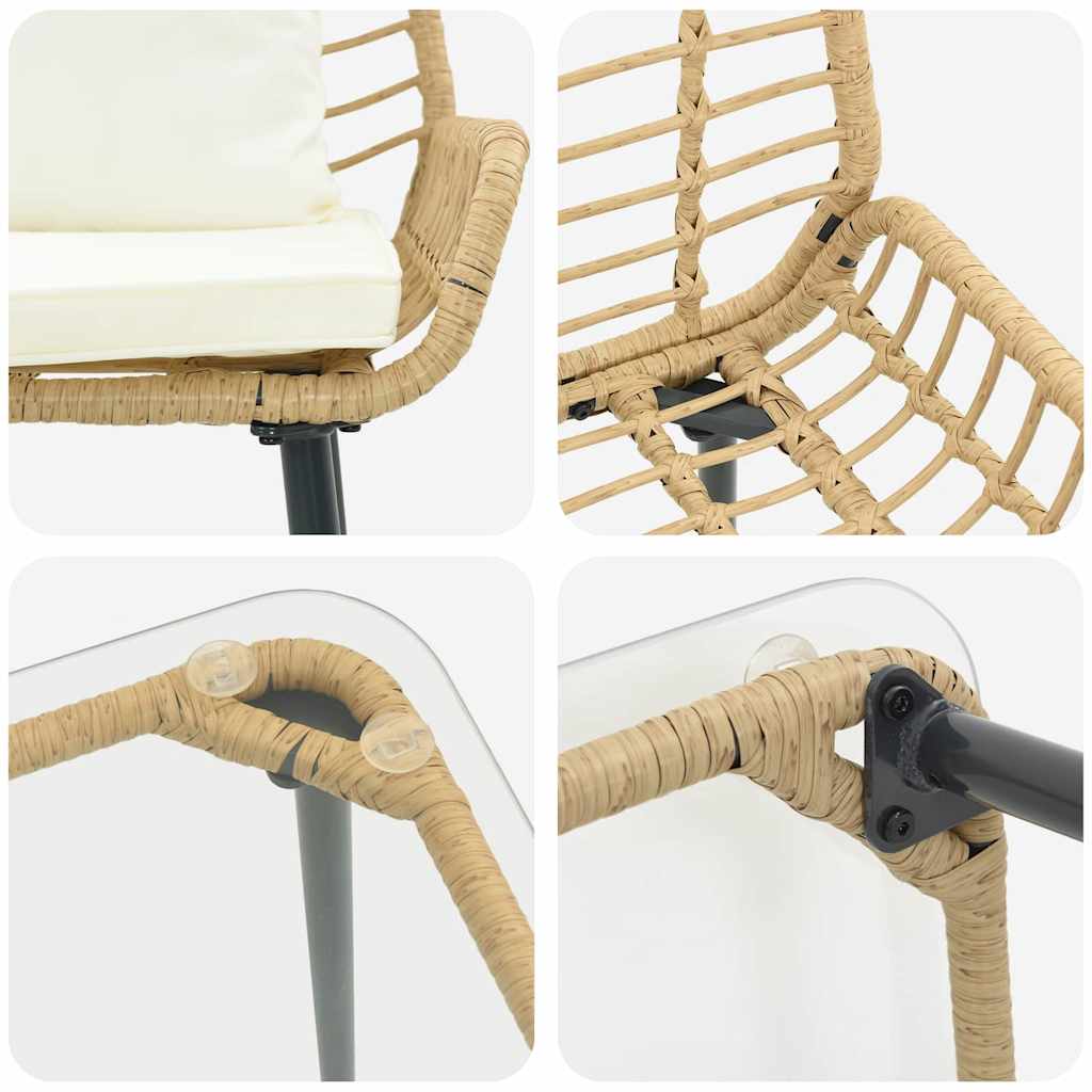 vidaXL Zestaw mebli ogrodowych 4 pcs Czarny i kremowy polirattan