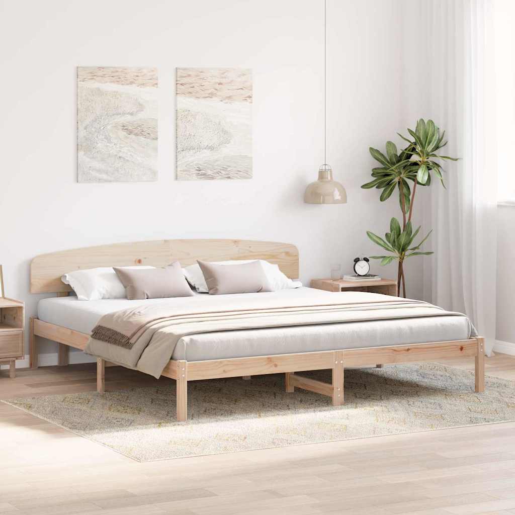 vidaXL Ramka łóżka Naturalny 200 x 200 cm Lite drewno sosnowe