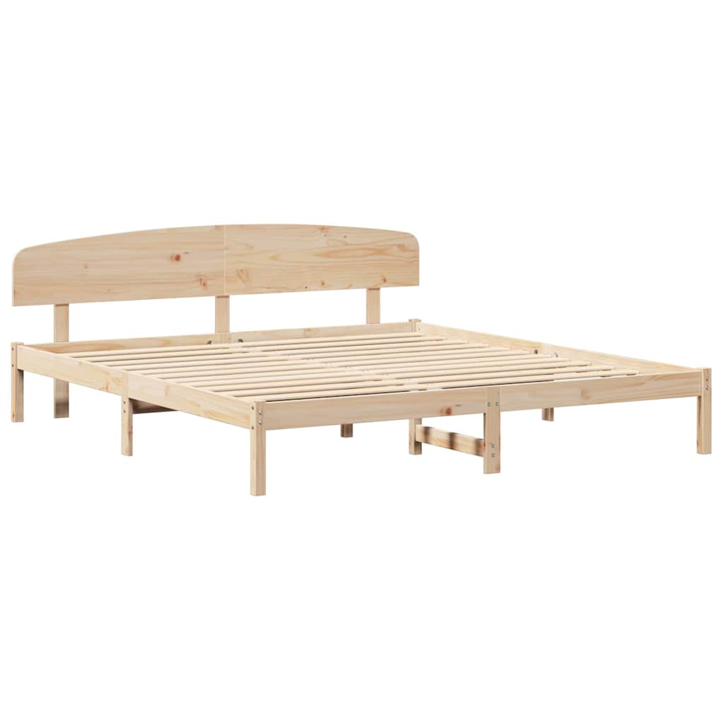 vidaXL Ramka łóżka Naturalny 200 x 200 cm Lite drewno sosnowe