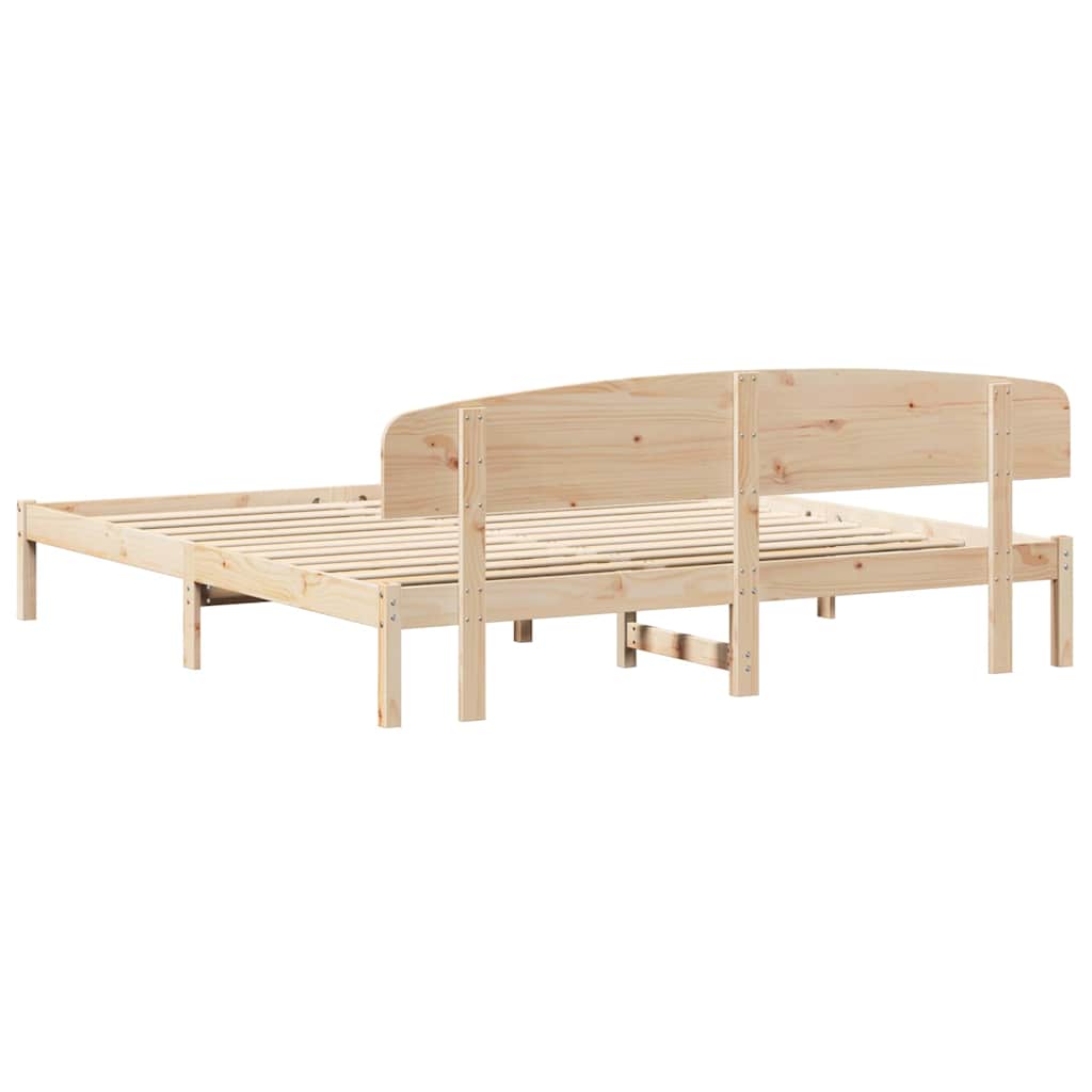vidaXL Ramka łóżka Naturalny 200 x 200 cm Lite drewno sosnowe