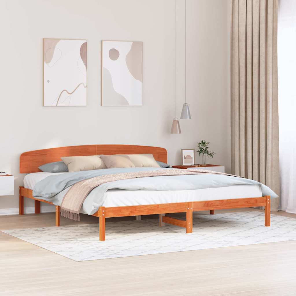 vidaXL Ramka łóżka Woskowy Brąz 200 x 200 cm Lite drewno sosnowe