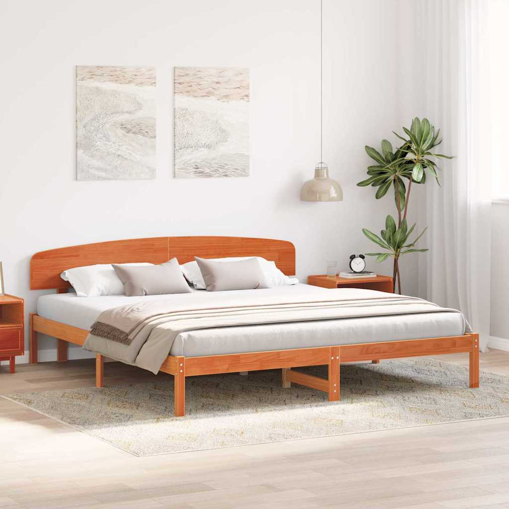 vidaXL Ramka łóżka Woskowy Brąz 200 x 200 cm Lite drewno sosnowe