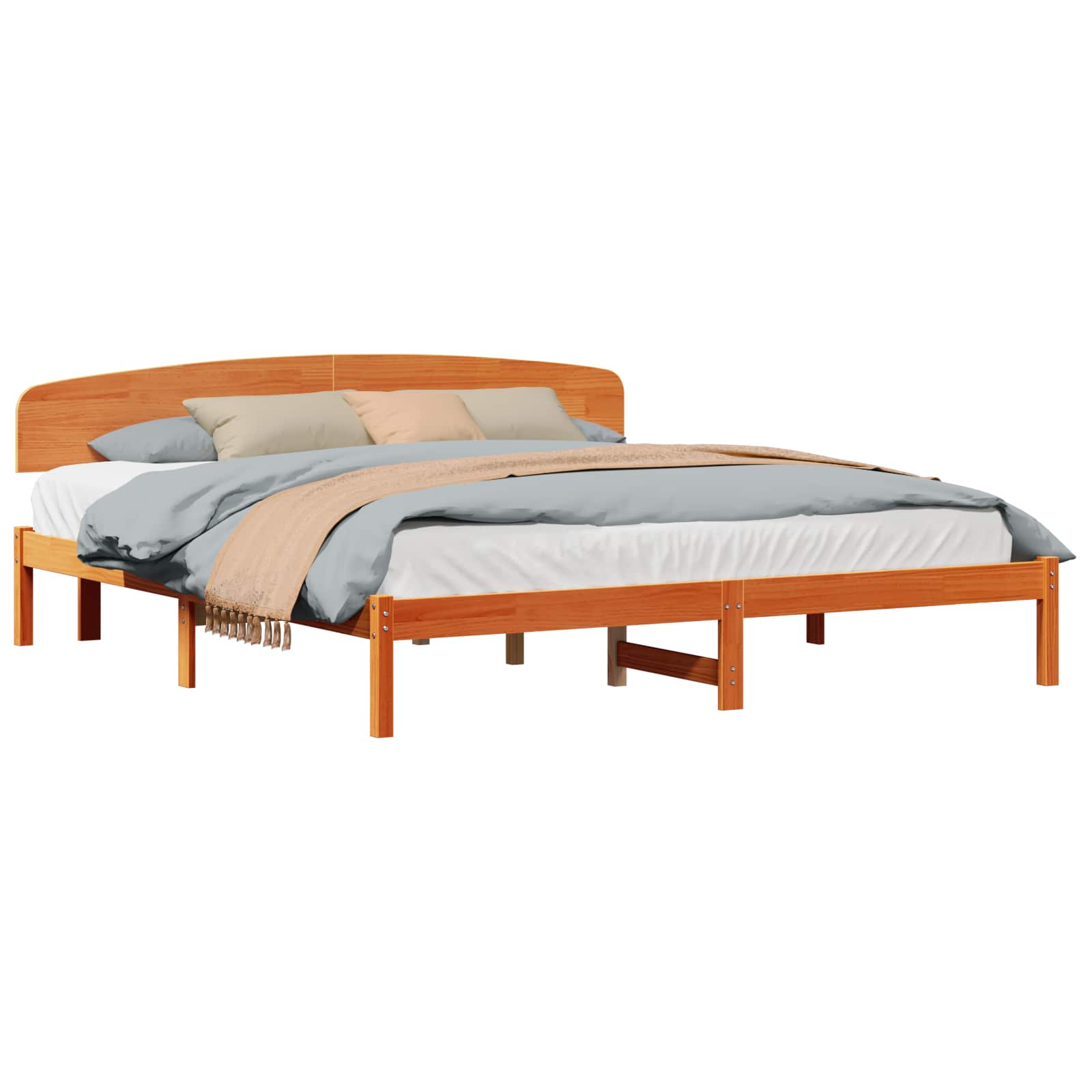 vidaXL Ramka łóżka Woskowy Brąz 200 x 200 cm Lite drewno sosnowe