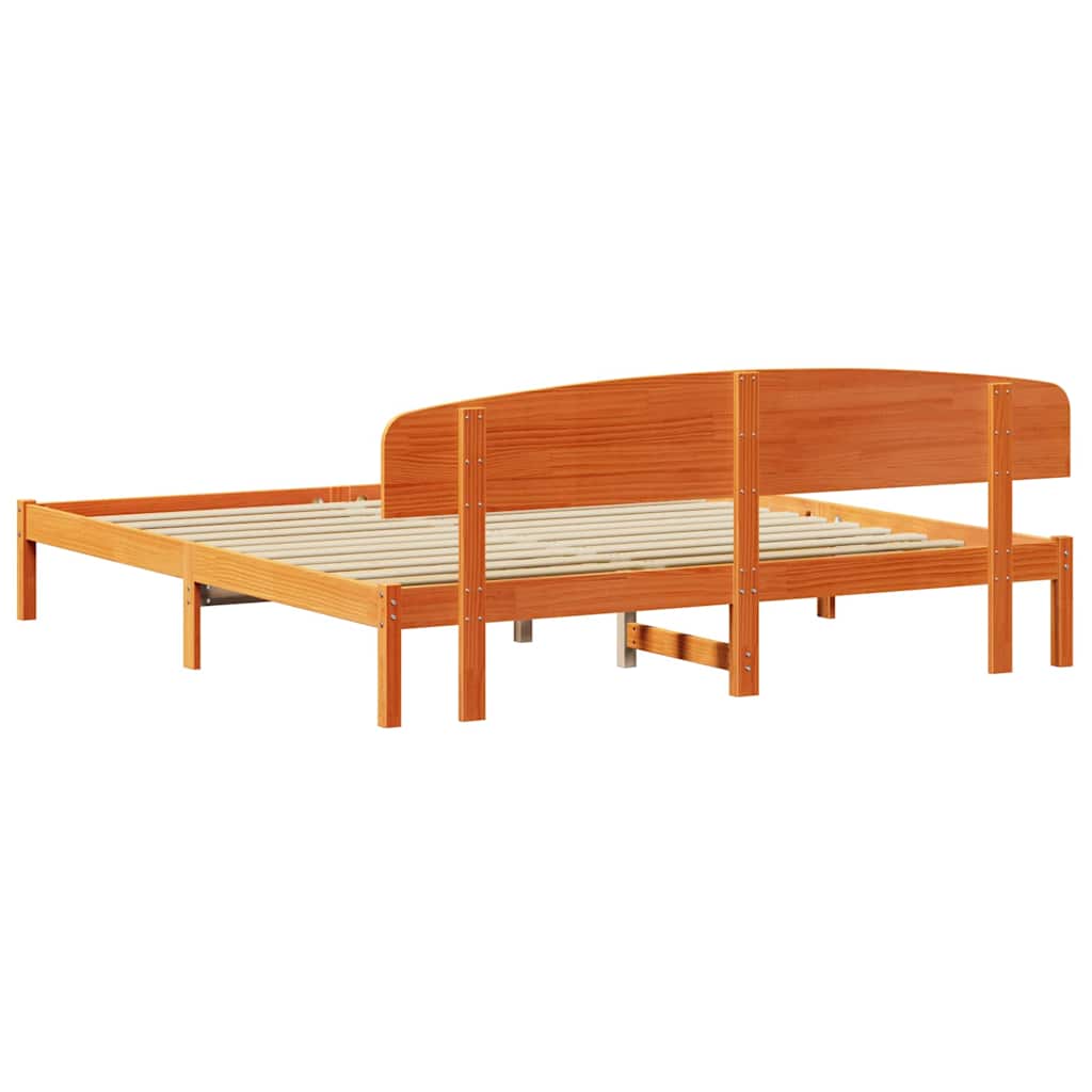 vidaXL Ramka łóżka Woskowy Brąz 200 x 200 cm Lite drewno sosnowe