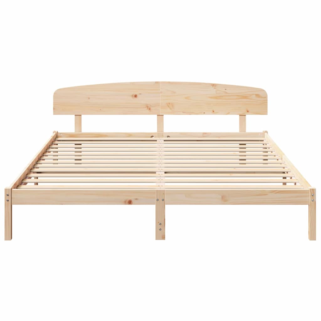 vidaXL Ramka łóżka Naturalny 180 x 200 cm Lite drewno sosnowe