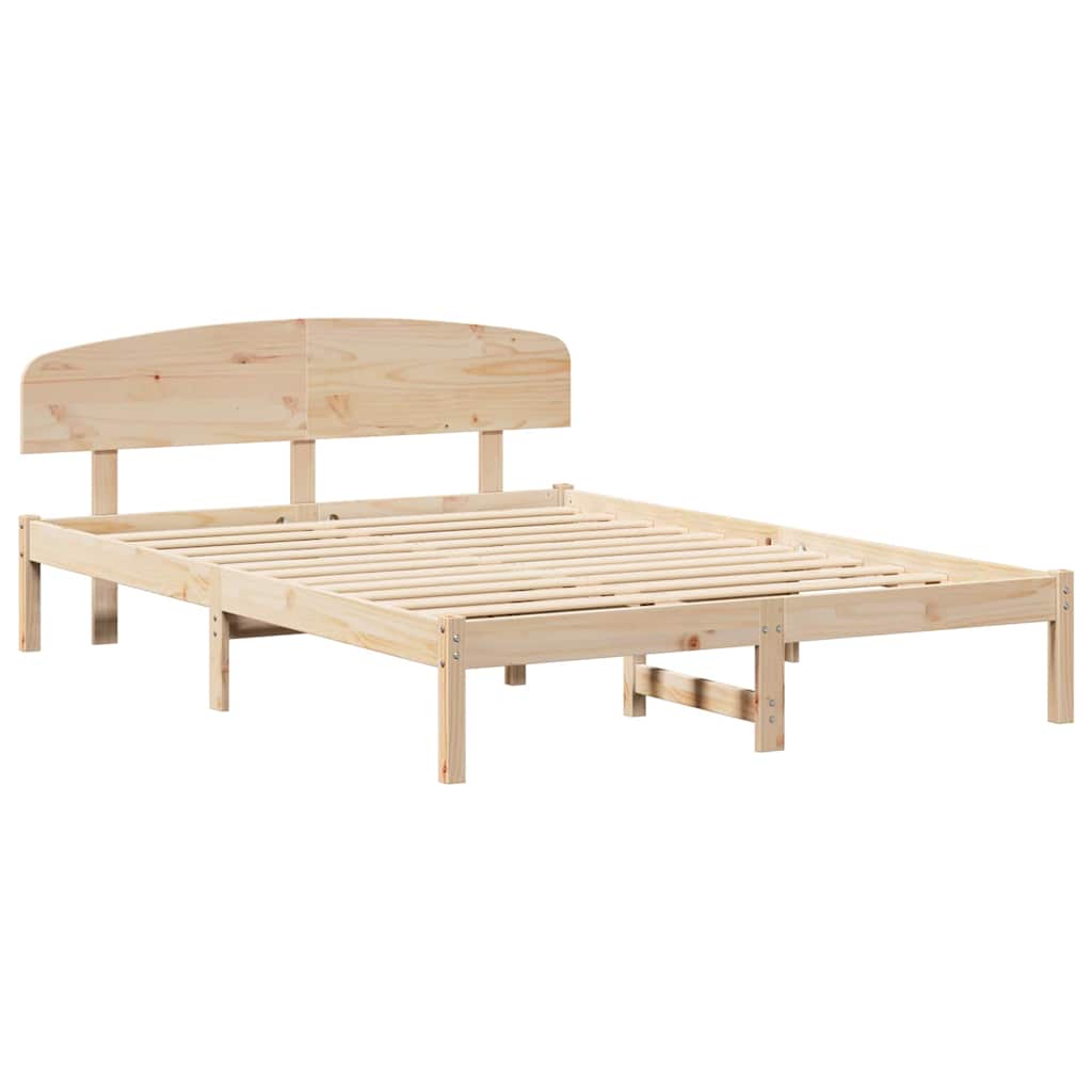 vidaXL Ramka łóżka Naturalny 160 x 200 cm Lite drewno sosnowe