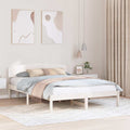 vidaXL Ramka łóżka Z zagłówkiem Biały 160 x 200 cm Lite drewno sosnowe