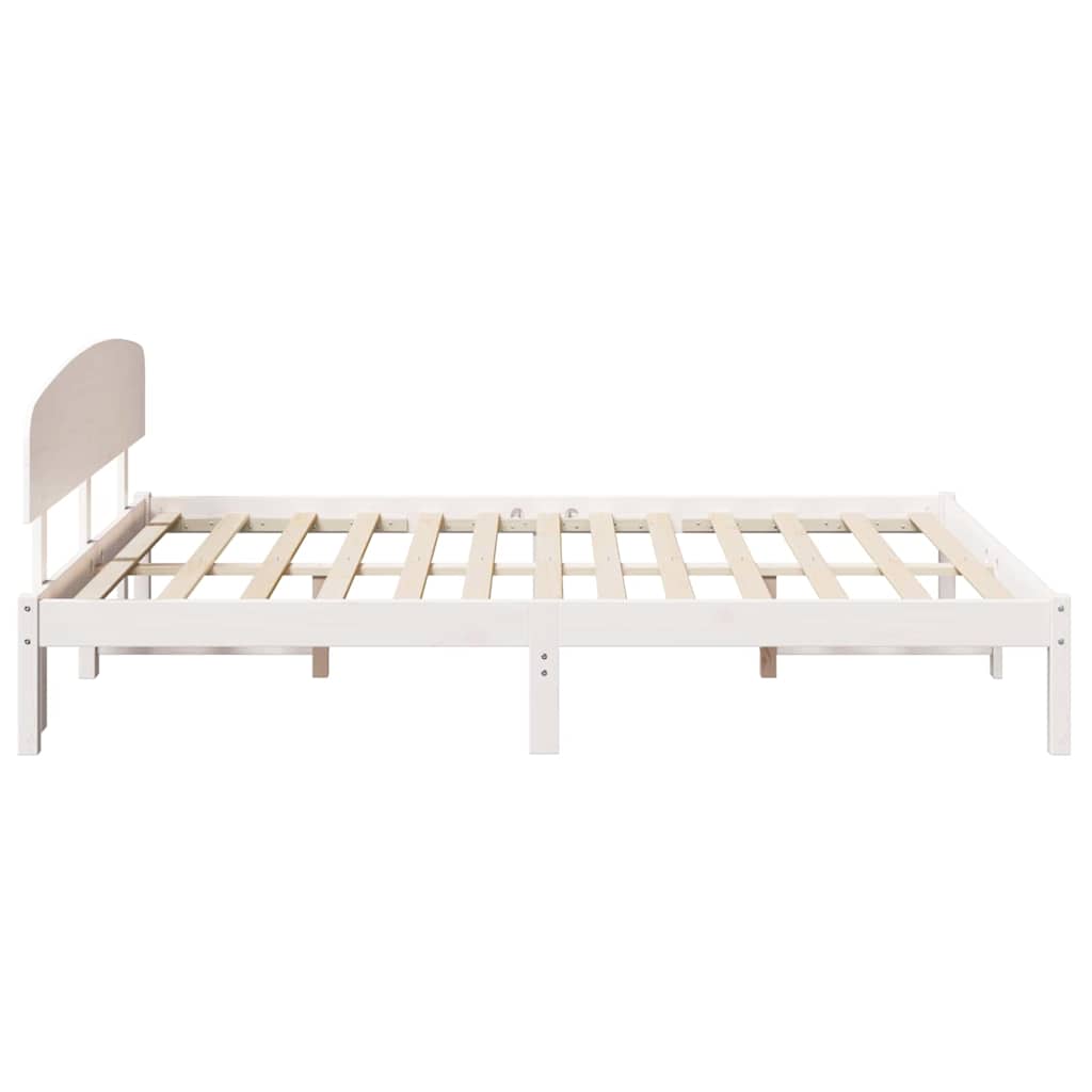 vidaXL Ramka łóżka Z zagłówkiem Biały 160 x 200 cm Lite drewno sosnowe