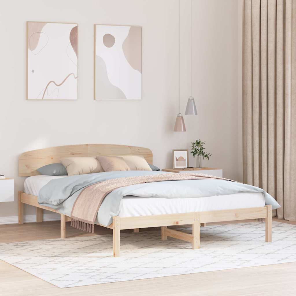 vidaXL Ramka łóżka Naturalny 150 x 200 cm Lite drewno sosnowe