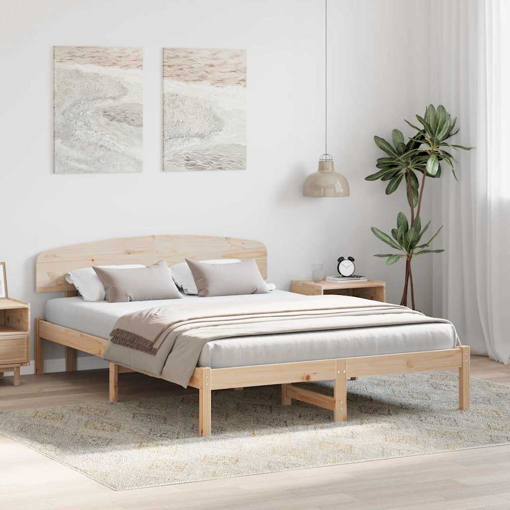 vidaXL Ramka łóżka Naturalny 150 x 200 cm Lite drewno sosnowe