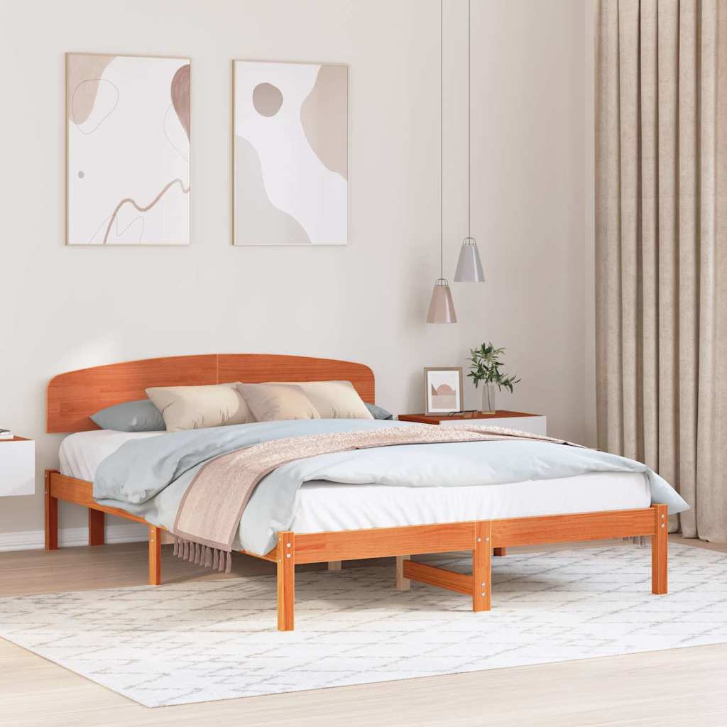vidaXL Ramka łóżka Woskowy Brąz 140 x 200 cm Lite drewno sosnowe