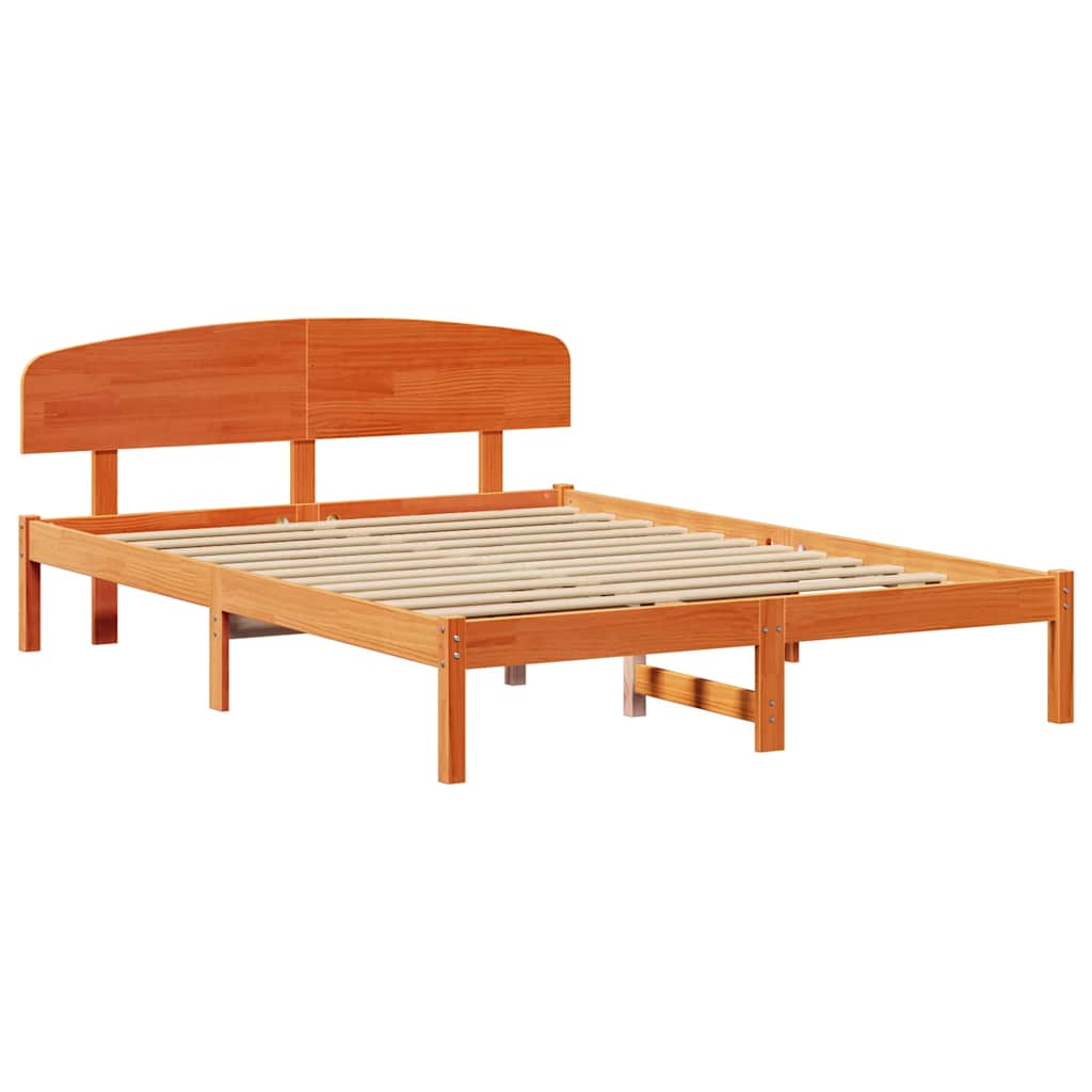 vidaXL Ramka łóżka Woskowy Brąz 140 x 200 cm Lite drewno sosnowe