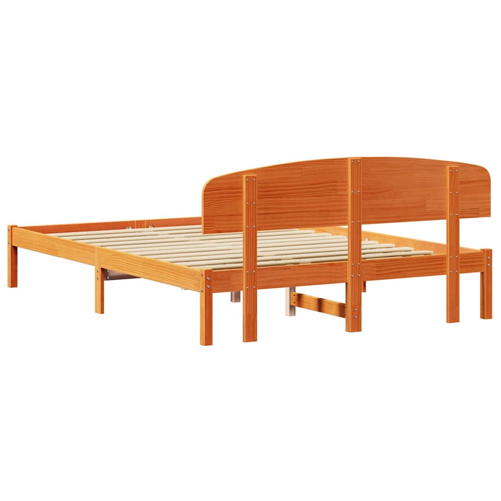 vidaXL Ramka łóżka Woskowy Brąz 140 x 200 cm Lite drewno sosnowe