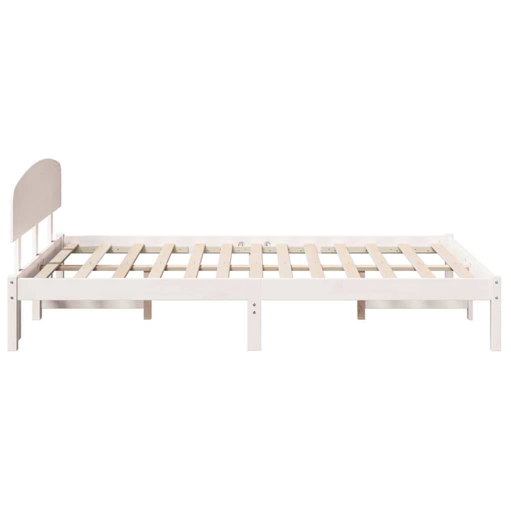 vidaXL Ramka łóżka Z zagłówkiem Biały 120 x 200 cm Lite drewno sosnowe