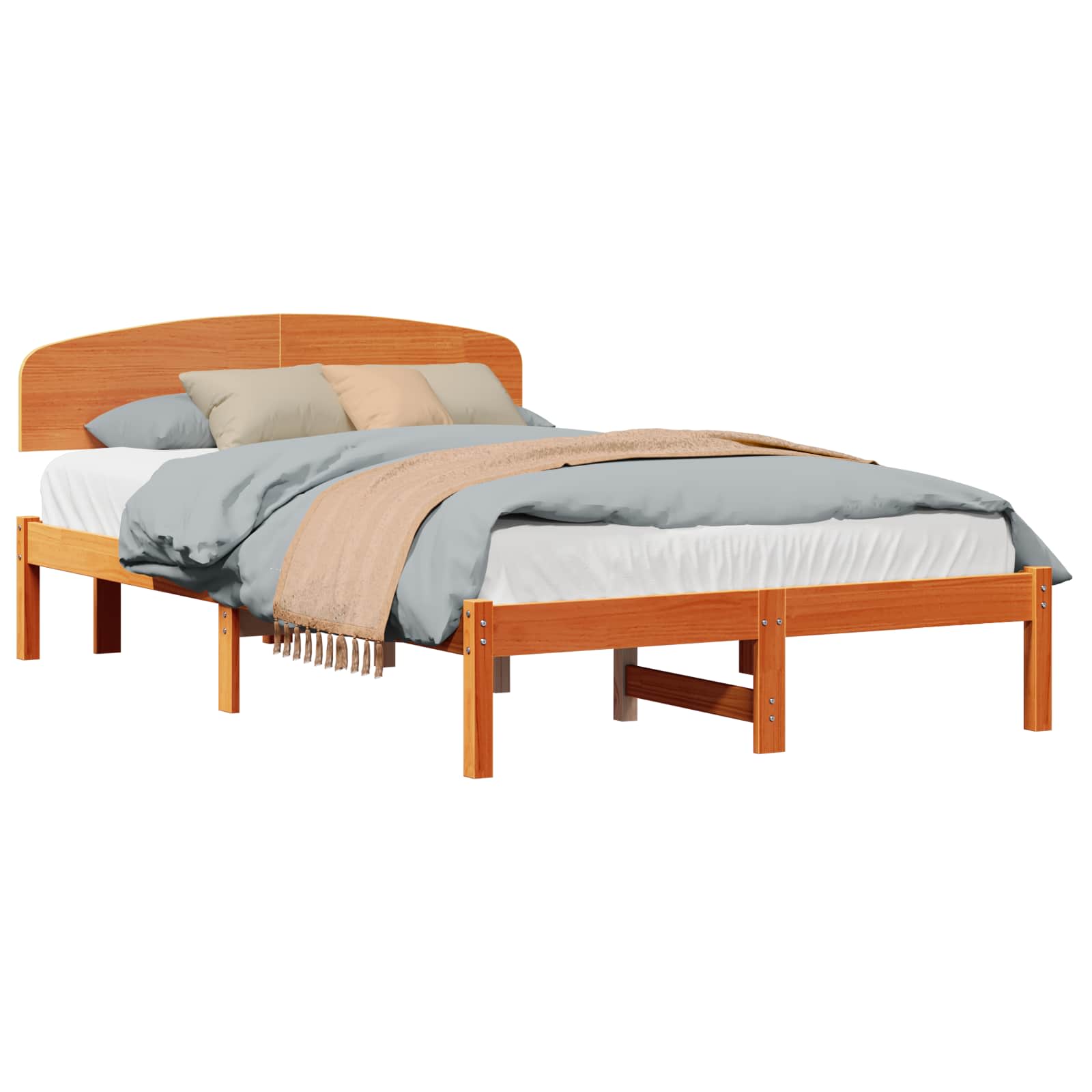 vidaXL Ramka łóżka Woskowy Brąz 135 x 190 cm Lite drewno sosnowe