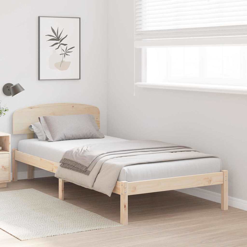 vidaXL Ramka łóżka Naturalny 100 x 200 cm Lite drewno sosnowe