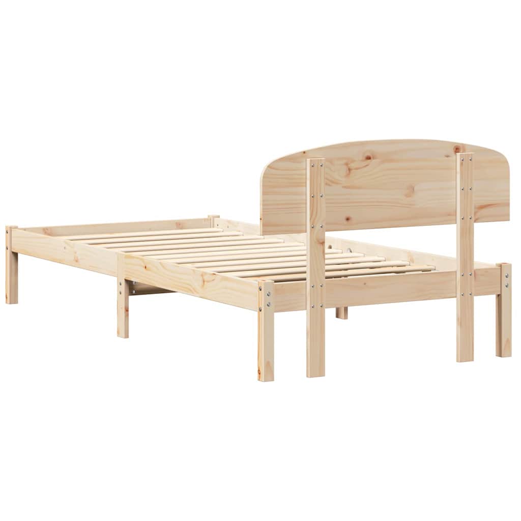 vidaXL Ramka łóżka Naturalny 90 x 200 cm Lite drewno sosnowe