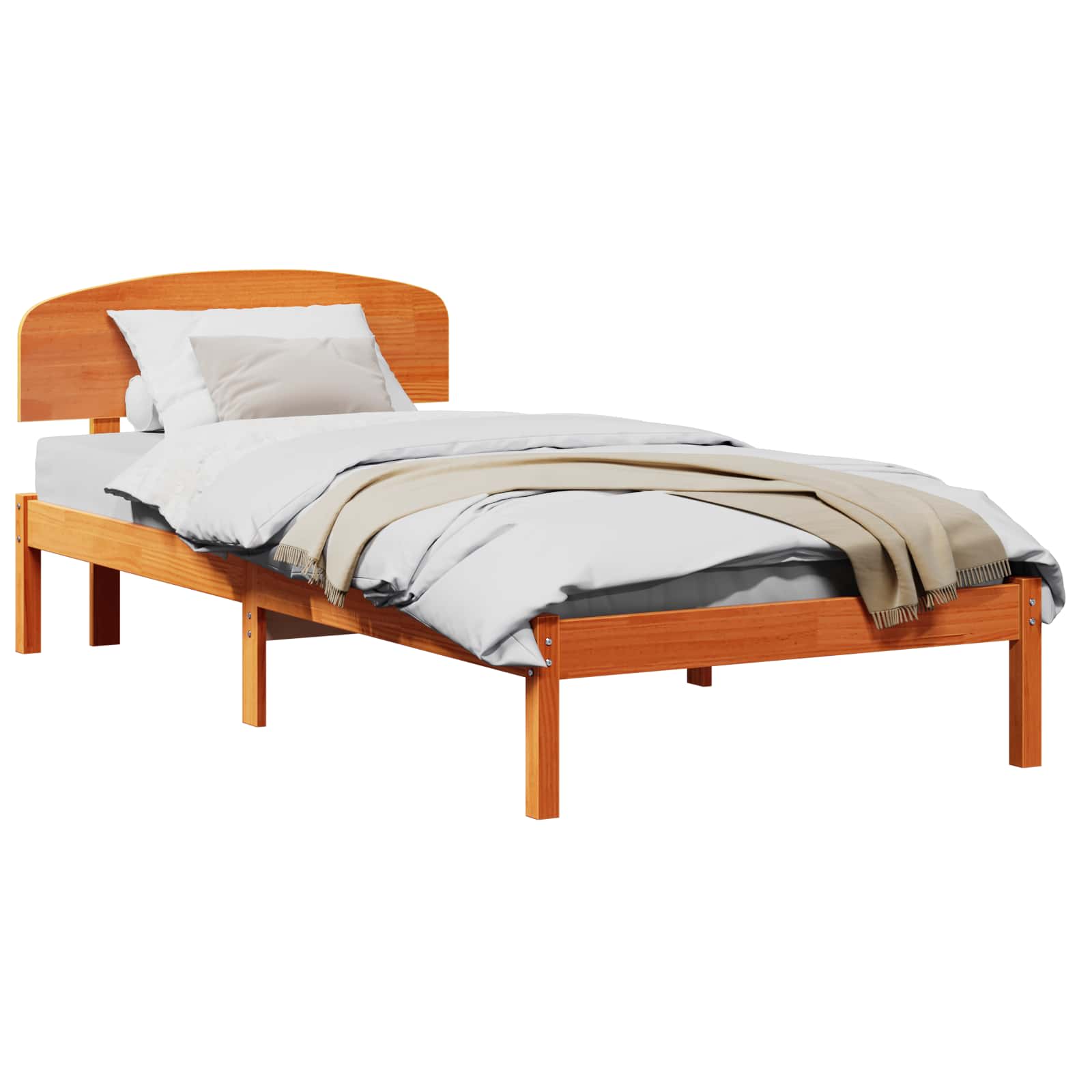 vidaXL Ramka łóżka Woskowy Brąz 90 x 200 cm Lite drewno sosnowe