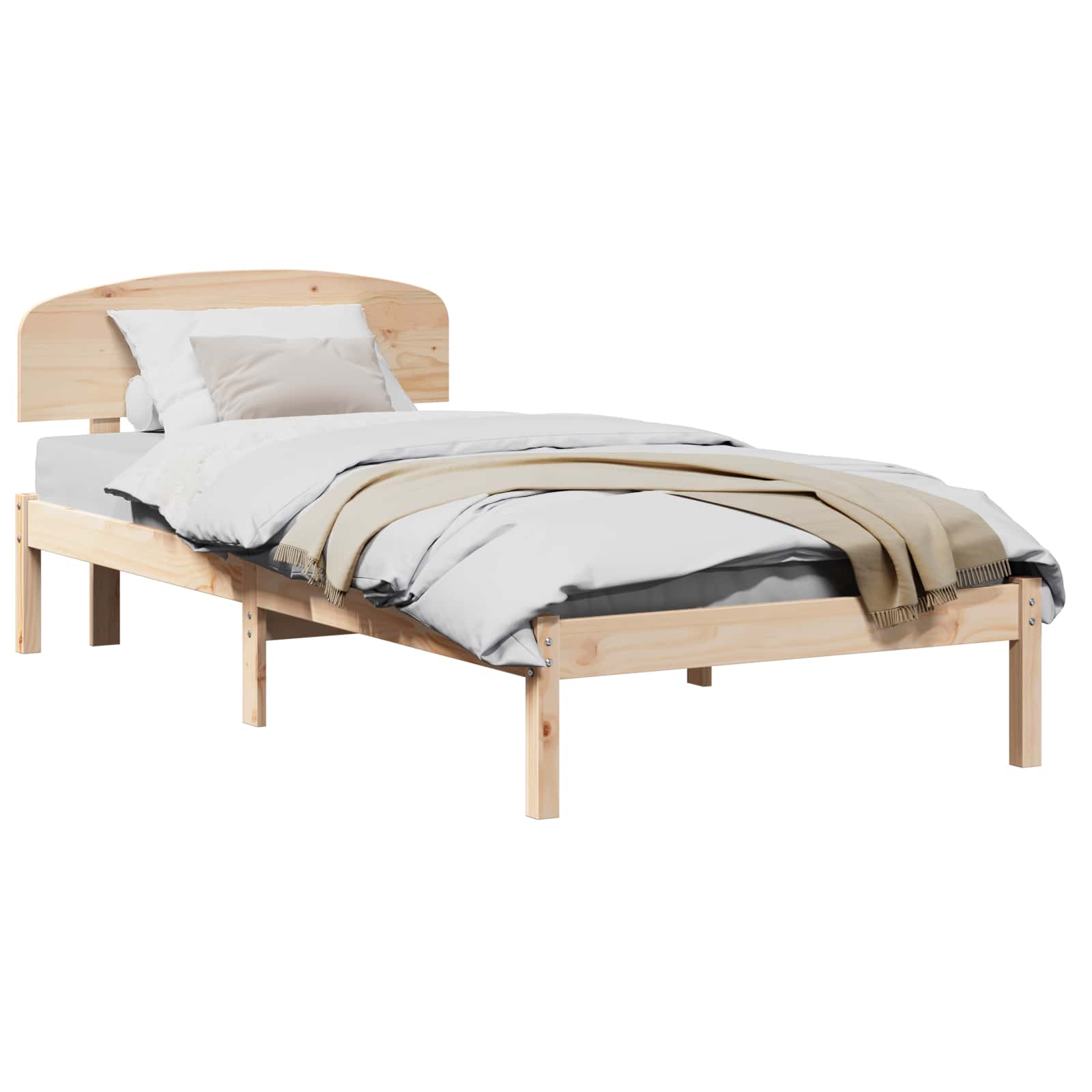 vidaXL Ramka łóżka Naturalny 80 x 200 cm Lite drewno sosnowe