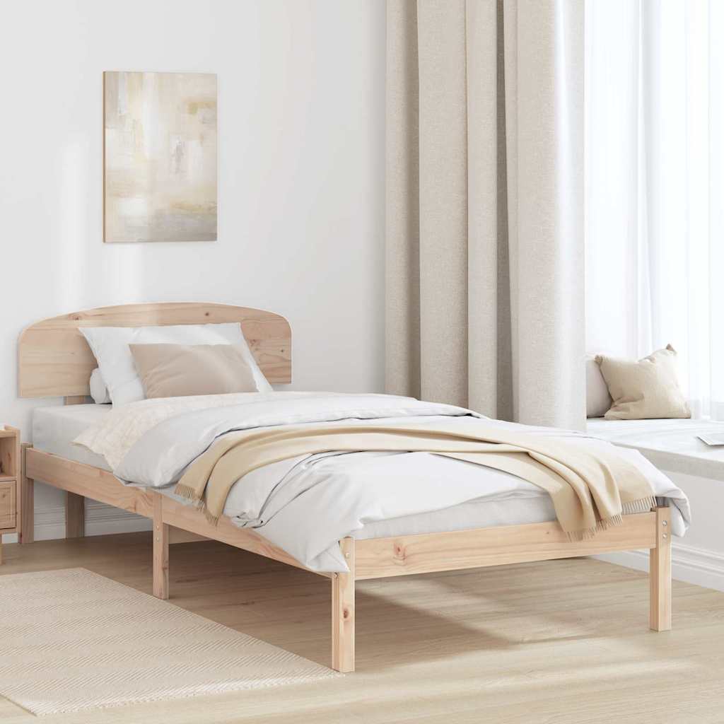 vidaXL Ramka łóżka Naturalny 75 x 190 cm Lite drewno sosnowe