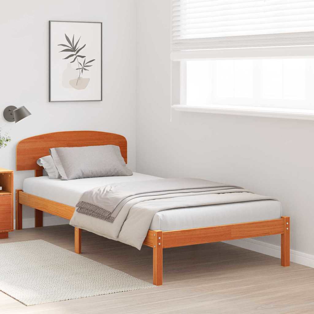 vidaXL Ramka łóżka Woskowy Brąz 75 x 190 cm Lite drewno sosnowe