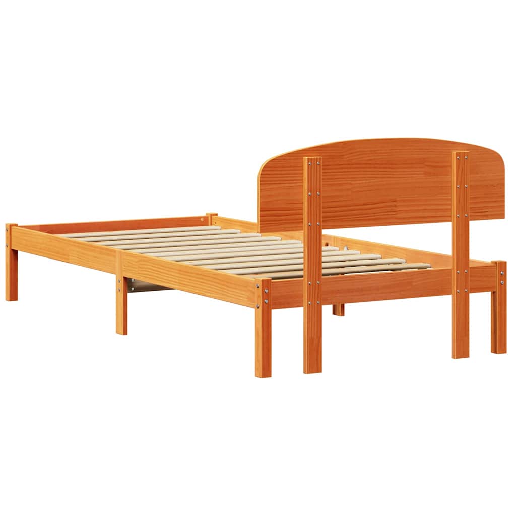 vidaXL Ramka łóżka Woskowy Brąz 75 x 190 cm Lite drewno sosnowe
