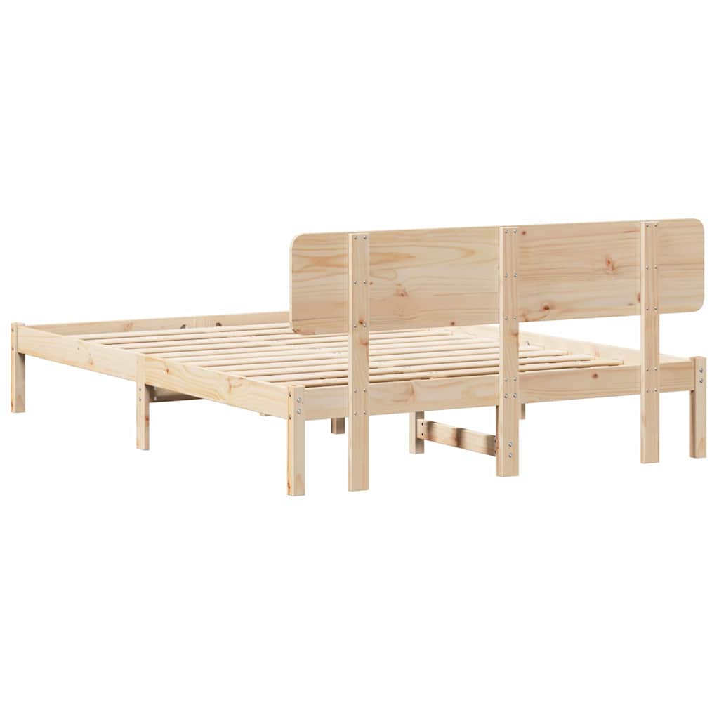 vidaXL Ramka łóżka Naturalny 200 x 200 cm Lite drewno sosnowe