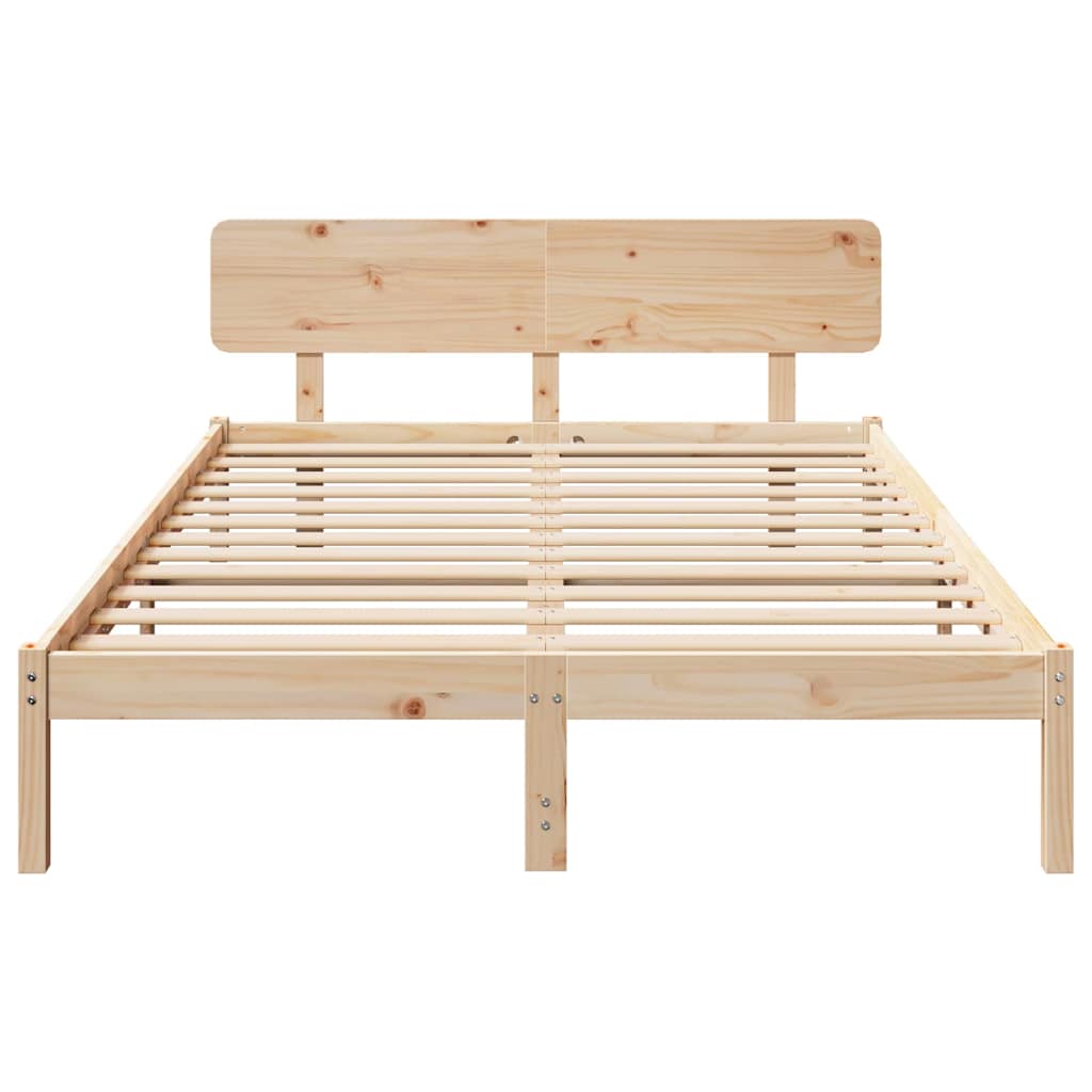 vidaXL Ramka łóżka Naturalny 200 x 200 cm Lite drewno sosnowe