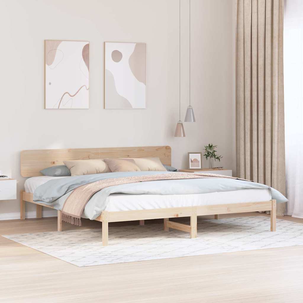 vidaXL Ramka łóżka Naturalny 180 x 200 cm Lite drewno sosnowe