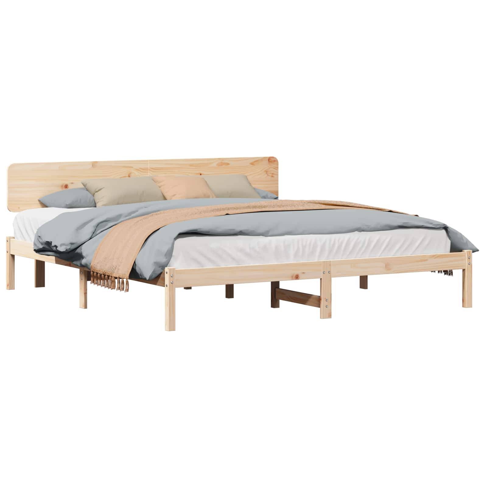 vidaXL Ramka łóżka Naturalny 180 x 200 cm Lite drewno sosnowe
