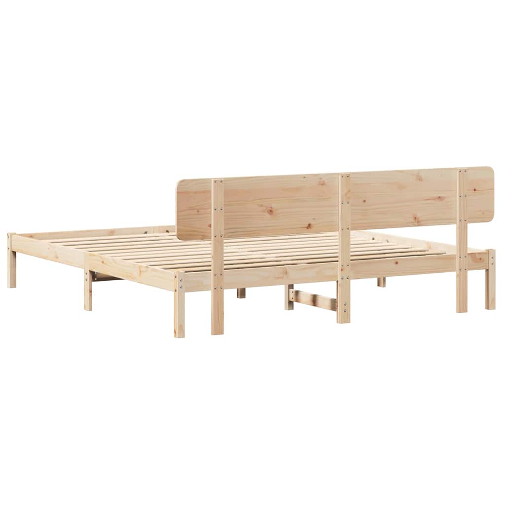 vidaXL Ramka łóżka Naturalny 180 x 200 cm Lite drewno sosnowe