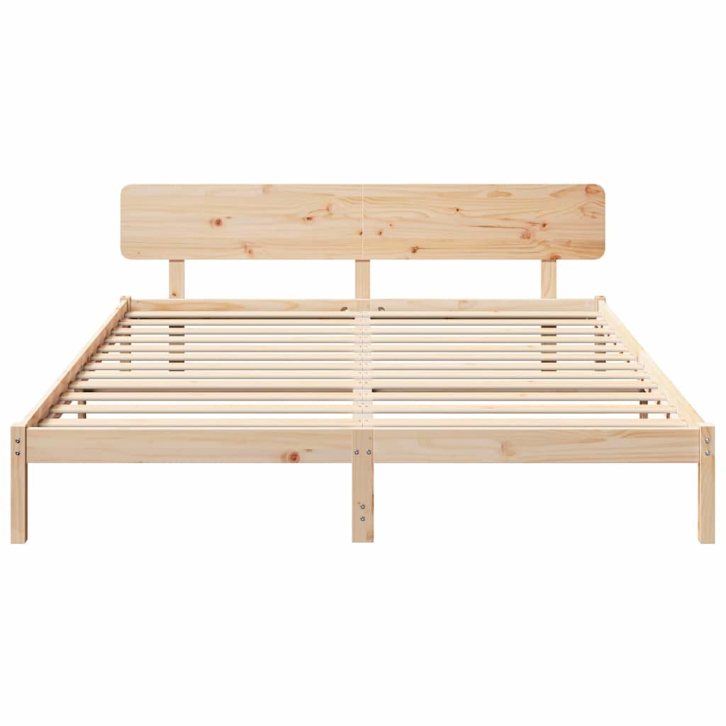 vidaXL Ramka łóżka Naturalny 180 x 200 cm Lite drewno sosnowe