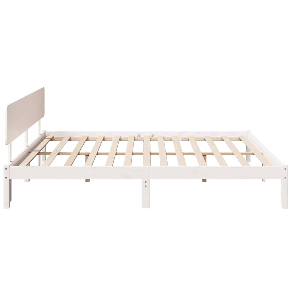 vidaXL Ramka łóżka Z zagłówkiem Biały 180 x 200 cm Lite drewno sosnowe