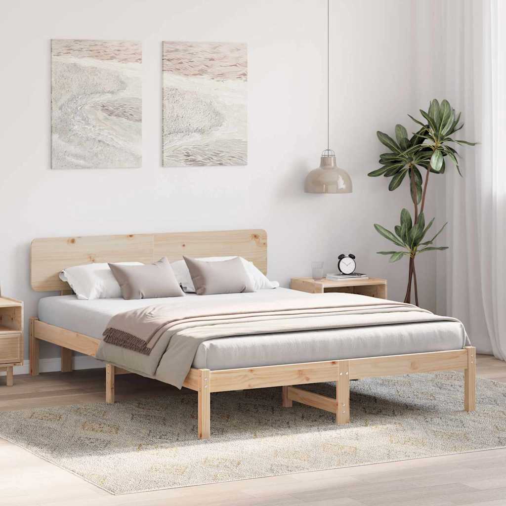 vidaXL Ramka łóżka Naturalny 160 x 200 cm Lite drewno sosnowe
