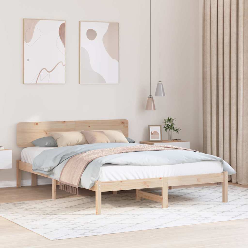 vidaXL Ramka łóżka Naturalny 150 x 200 cm Lite drewno sosnowe