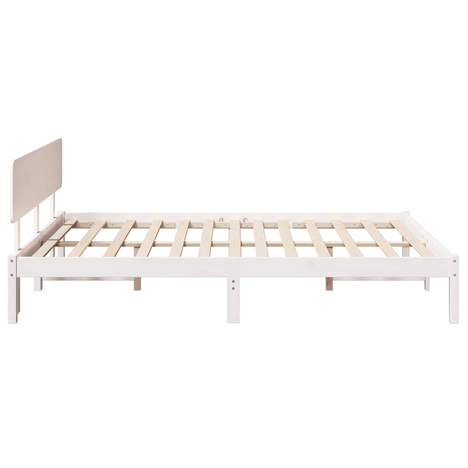 vidaXL Ramka łóżka Z zagłówkiem Biały 150 x 200 cm Lite drewno sosnowe