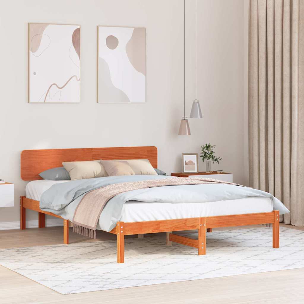 vidaXL Ramka łóżka Woskowy Brąz 150 x 200 cm Lite drewno sosnowe