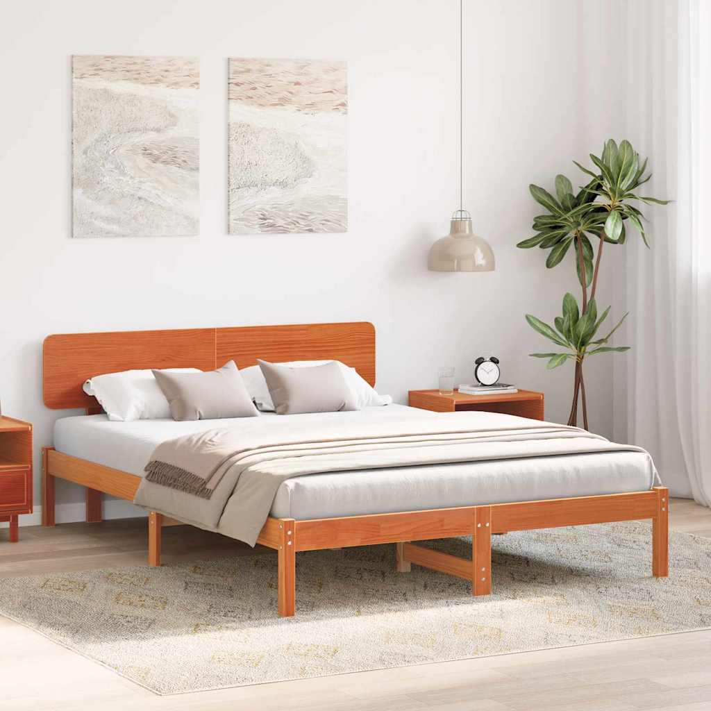 vidaXL Ramka łóżka Woskowy Brąz 150 x 200 cm Lite drewno sosnowe