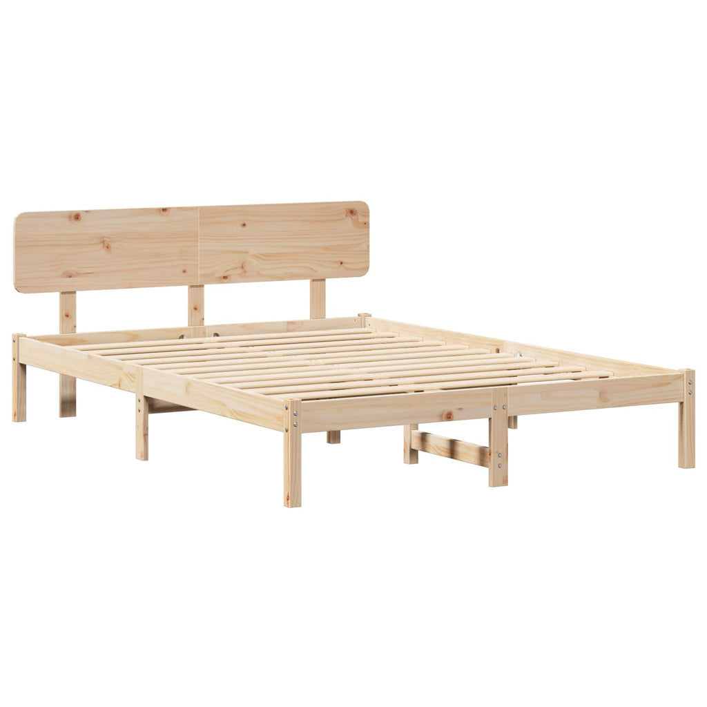 vidaXL Ramka łóżka Naturalny 140 x 200 cm Lite drewno sosnowe