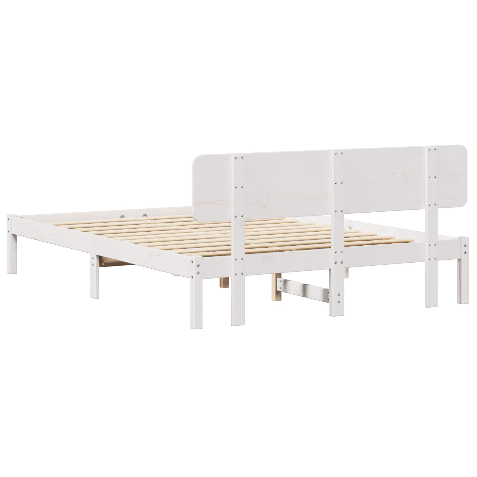 vidaXL Ramka łóżka Z zagłówkiem Biały 140 x 200 cm Lite drewno sosnowe