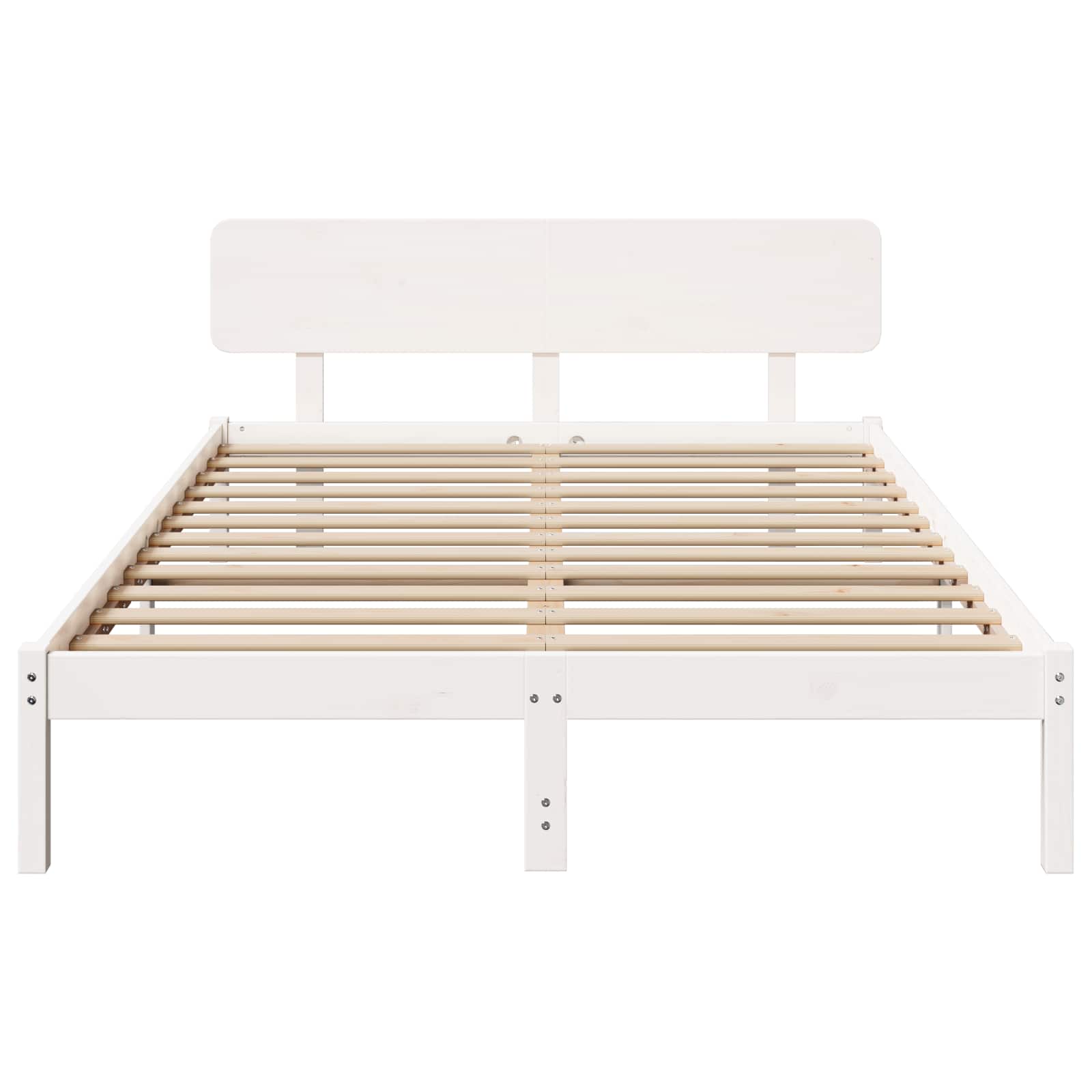 vidaXL Ramka łóżka Z zagłówkiem Biały 140 x 200 cm Lite drewno sosnowe