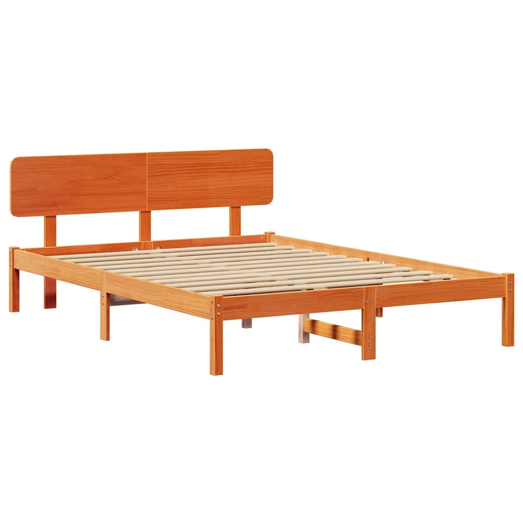 vidaXL Ramka łóżka Woskowy Brąz 140 x 200 cm Lite drewno sosnowe