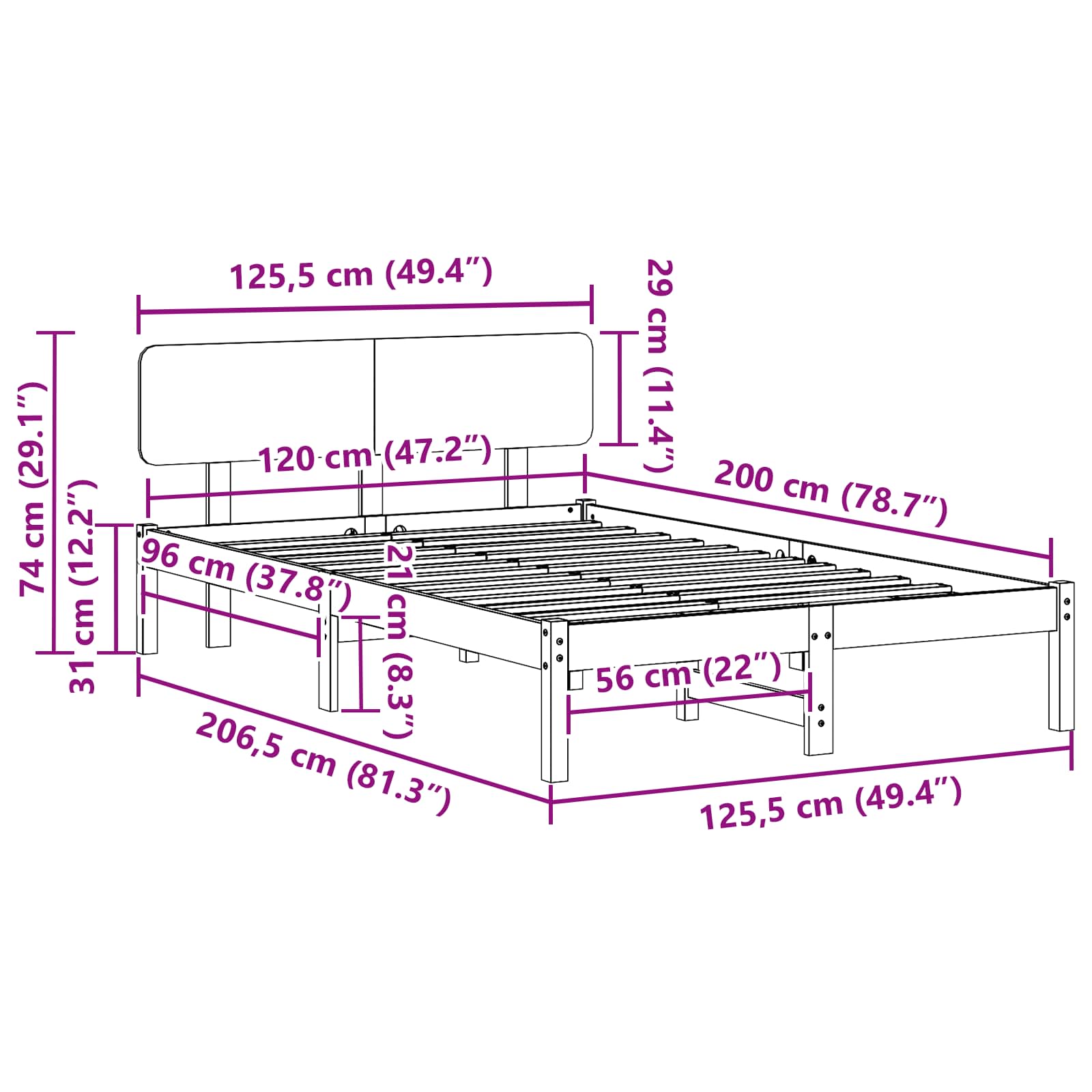 vidaXL Ramka łóżka Woskowy Brąz 120 x 200 cm Lite drewno sosnowe