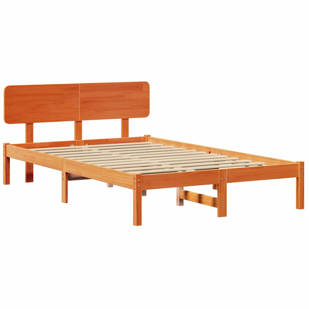 vidaXL Ramka łóżka Woskowy Brąz 140 x 190 cm Lite drewno sosnowe
