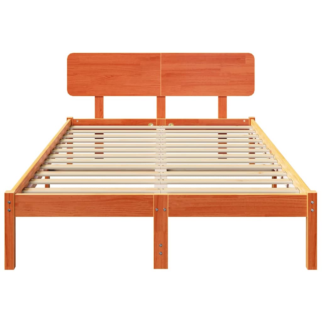vidaXL Ramka łóżka Woskowy Brąz 140 x 190 cm Lite drewno sosnowe