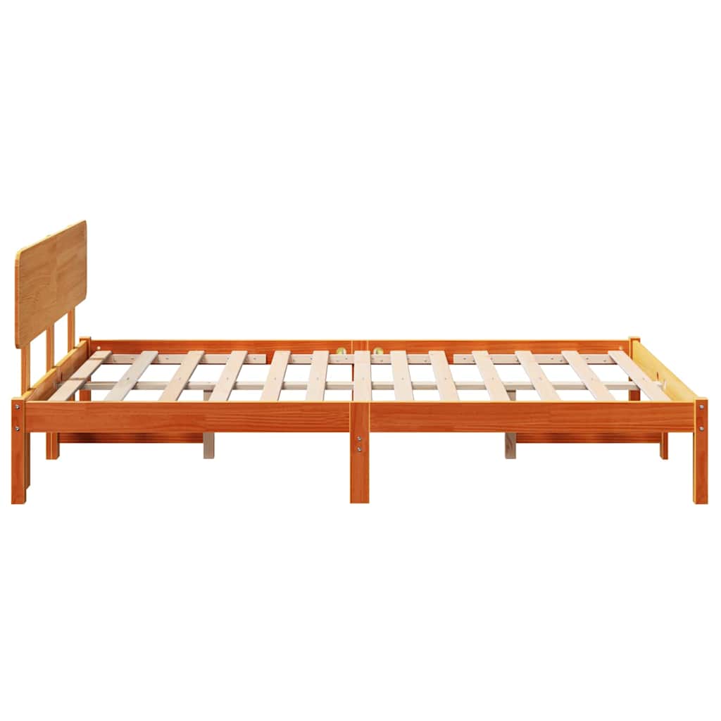 vidaXL Ramka łóżka Woskowy Brąz 135 x 190 cm Lite drewno sosnowe