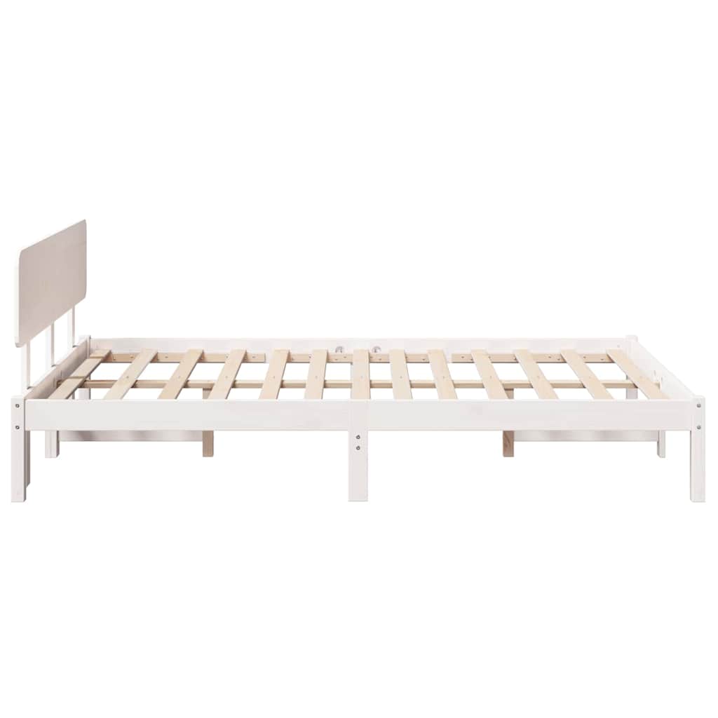 vidaXL Ramka łóżka Z zagłówkiem Biały 120 x 190 cm Lite drewno sosnowe