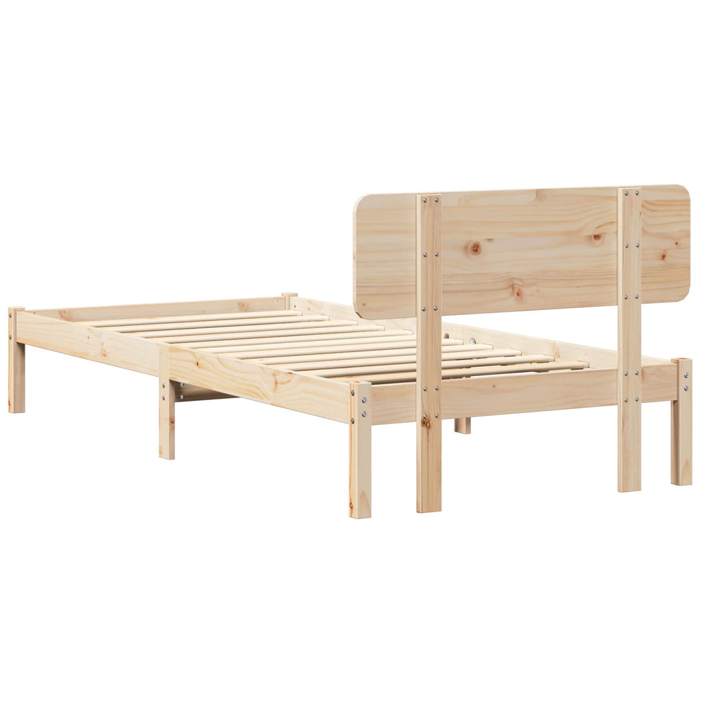 vidaXL Ramka łóżka Naturalny 100 x 200 cm Lite drewno sosnowe
